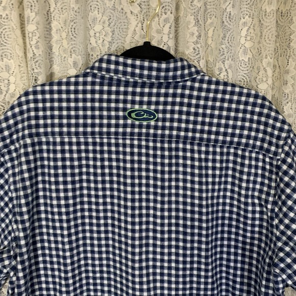 Drake Clothing Mens Large Blue Flannel Check Button up Shirt‎ Short Sleeve - Picture 5 of 9